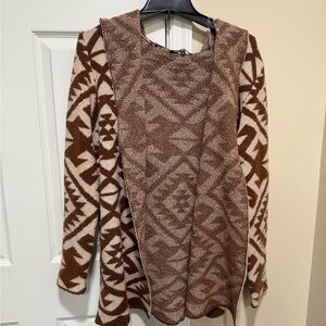 Geometric Patterned Brown Sweater